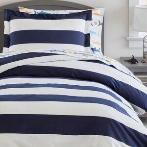 Pillowfort 3pc. Rugby Stripe Duvet Set Blue, Full-Queen